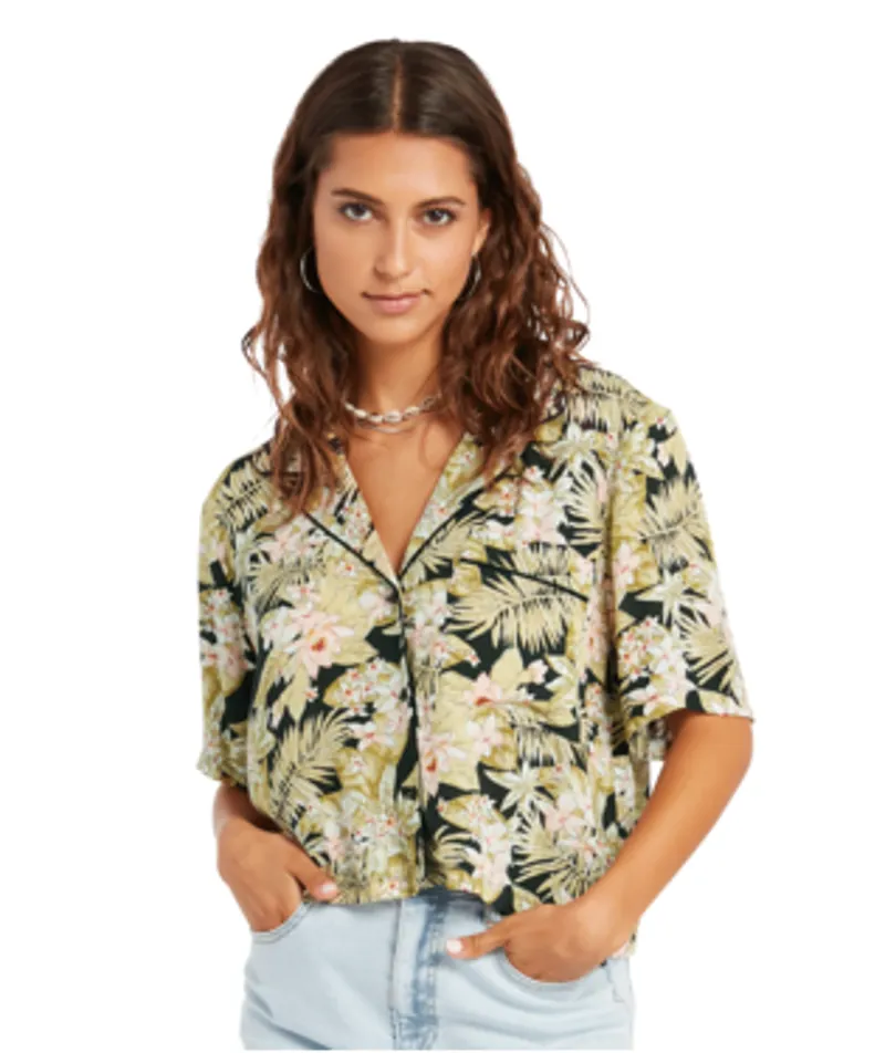 Volcom Static Bloom top s/s Woven Tops In Black Combo